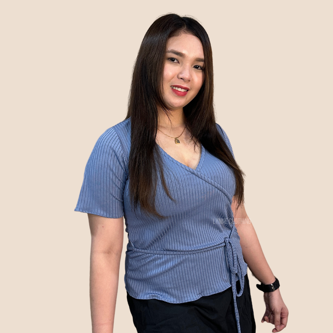 Mylene Wrap Shirt (Powder Blue)