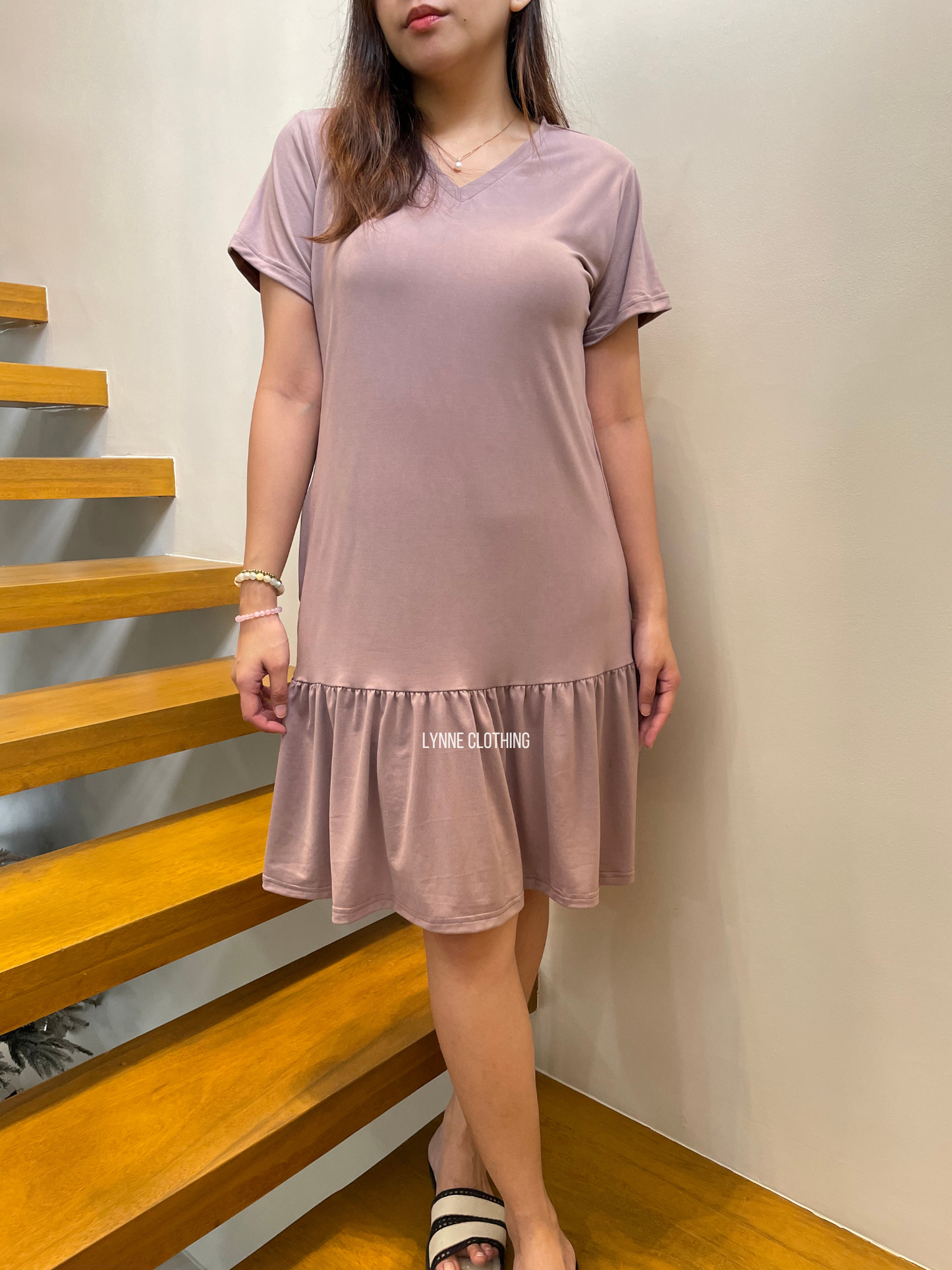 Tiered Midi Shirt Dress (Lilac)