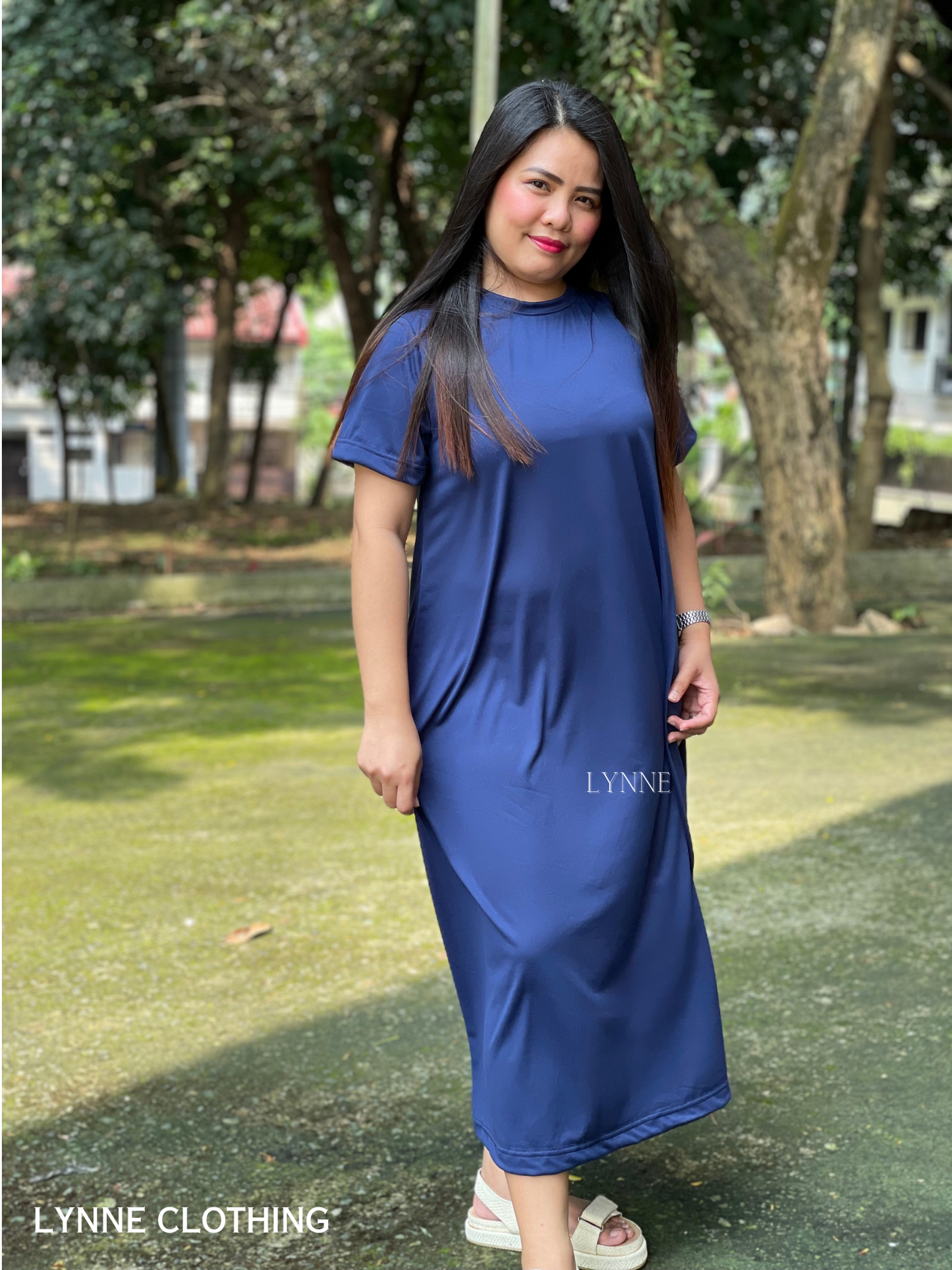 Maxi Shirt Dress (Navy Blue)