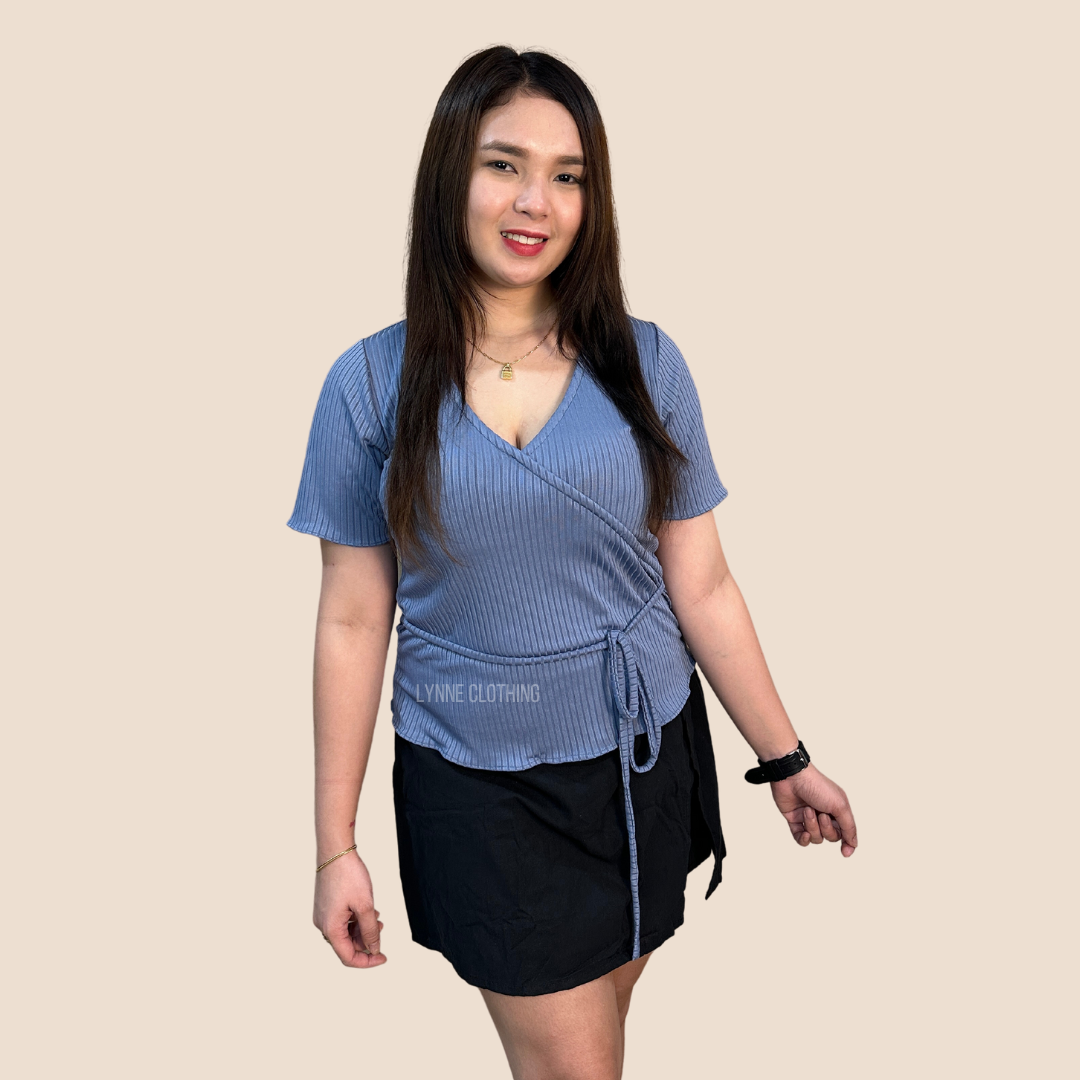 Mylene Wrap Shirt (Powder Blue)