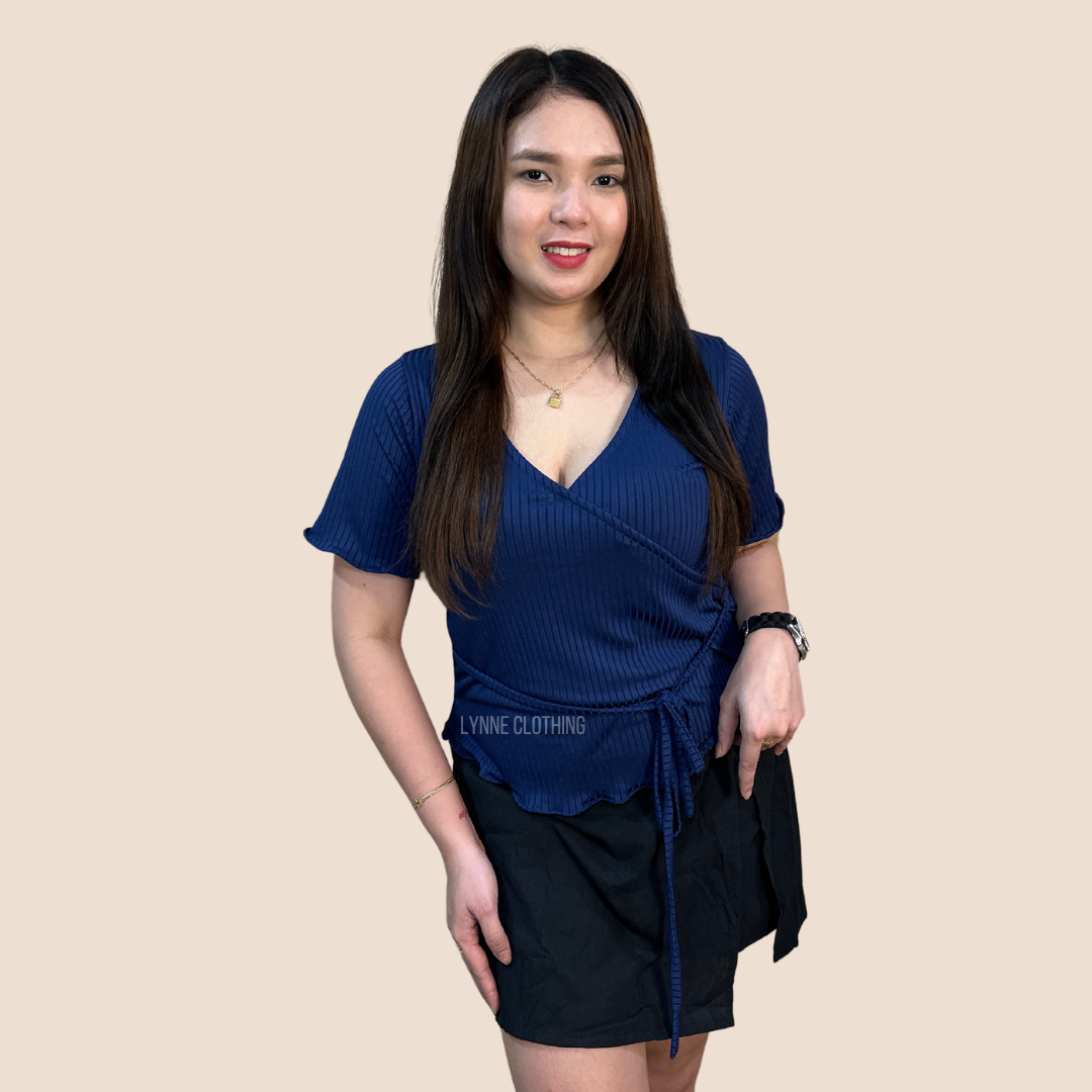 Mylene Wrap Shirt (Navy Blue)